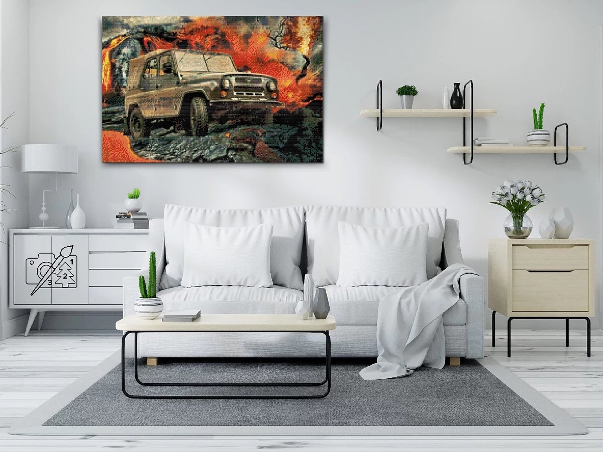 Pittura di diamanti con i numeri - immagine del veterano UAZ 469