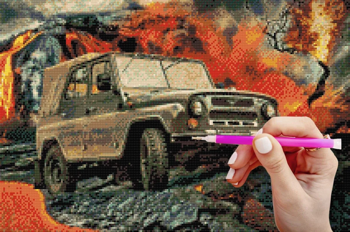 Pittura di diamanti con i numeri - immagine del veterano UAZ 469