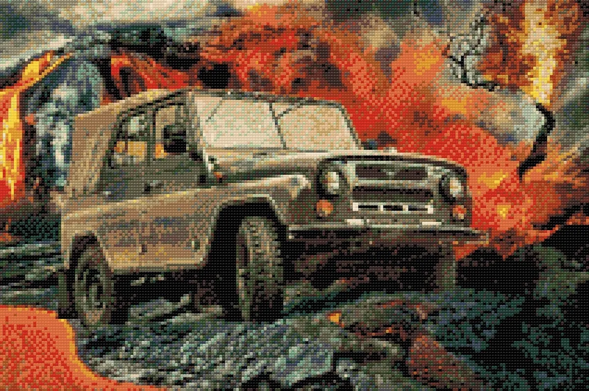 Pittura di diamanti con i numeri - immagine del veterano UAZ 469