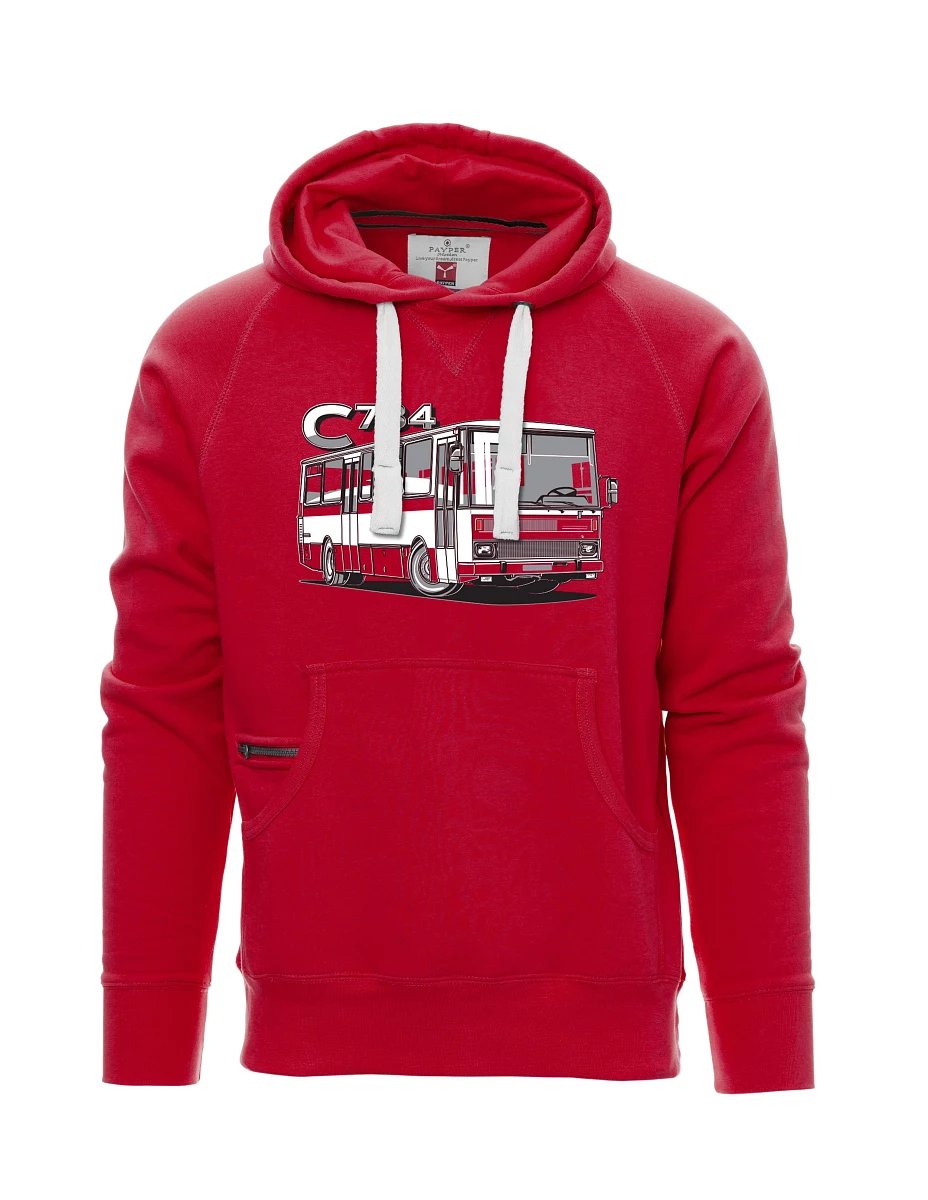 Felpa da uomo rossa autobus C734