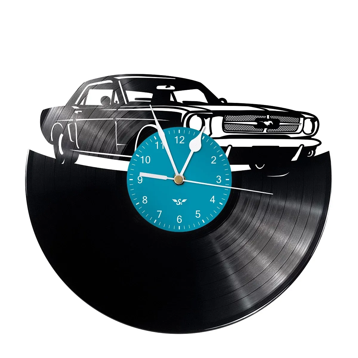Orologio di disco in vinile con motivo Mustang