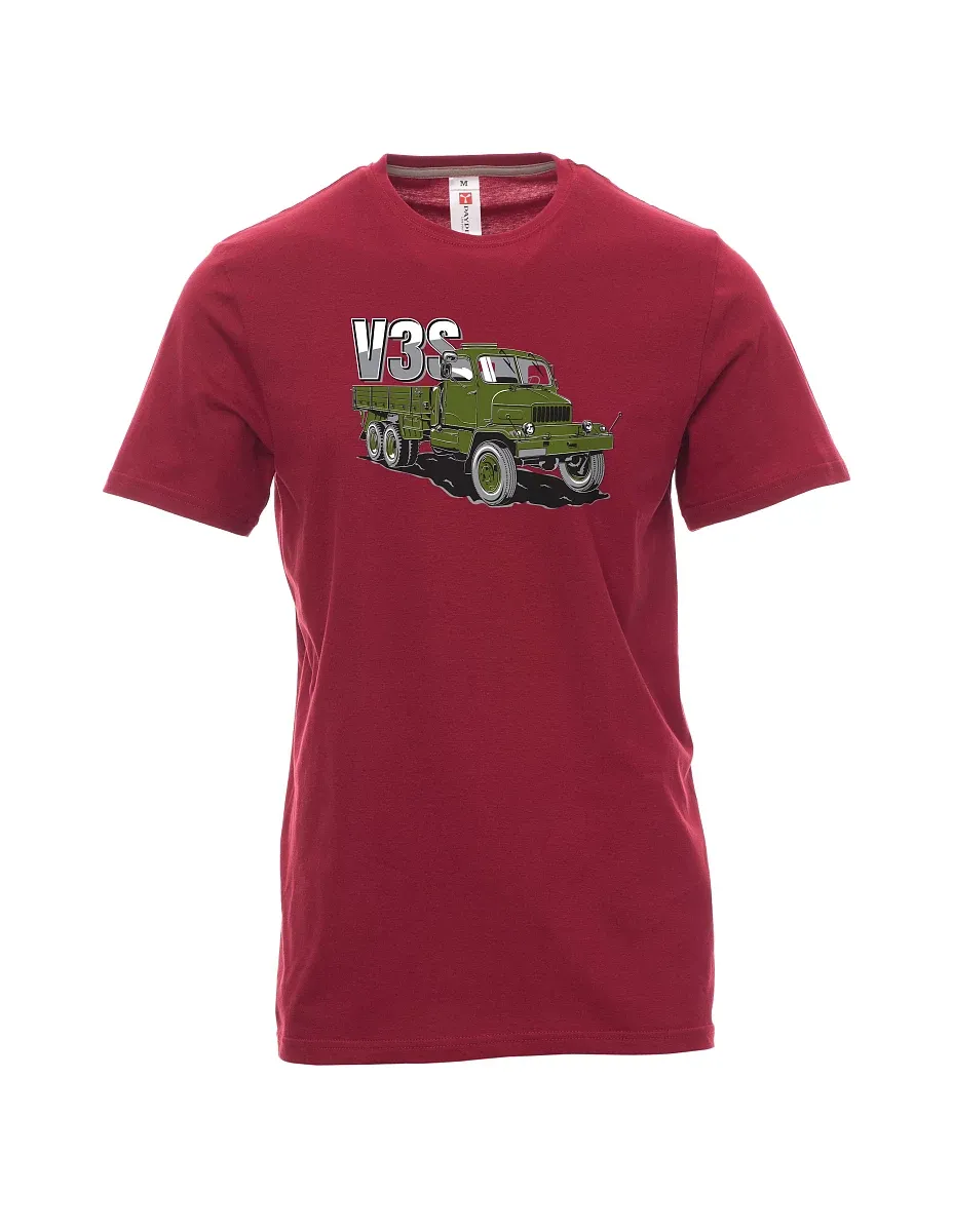 Maglia da uomo rosso scuro Camion V3S Camion con pianale