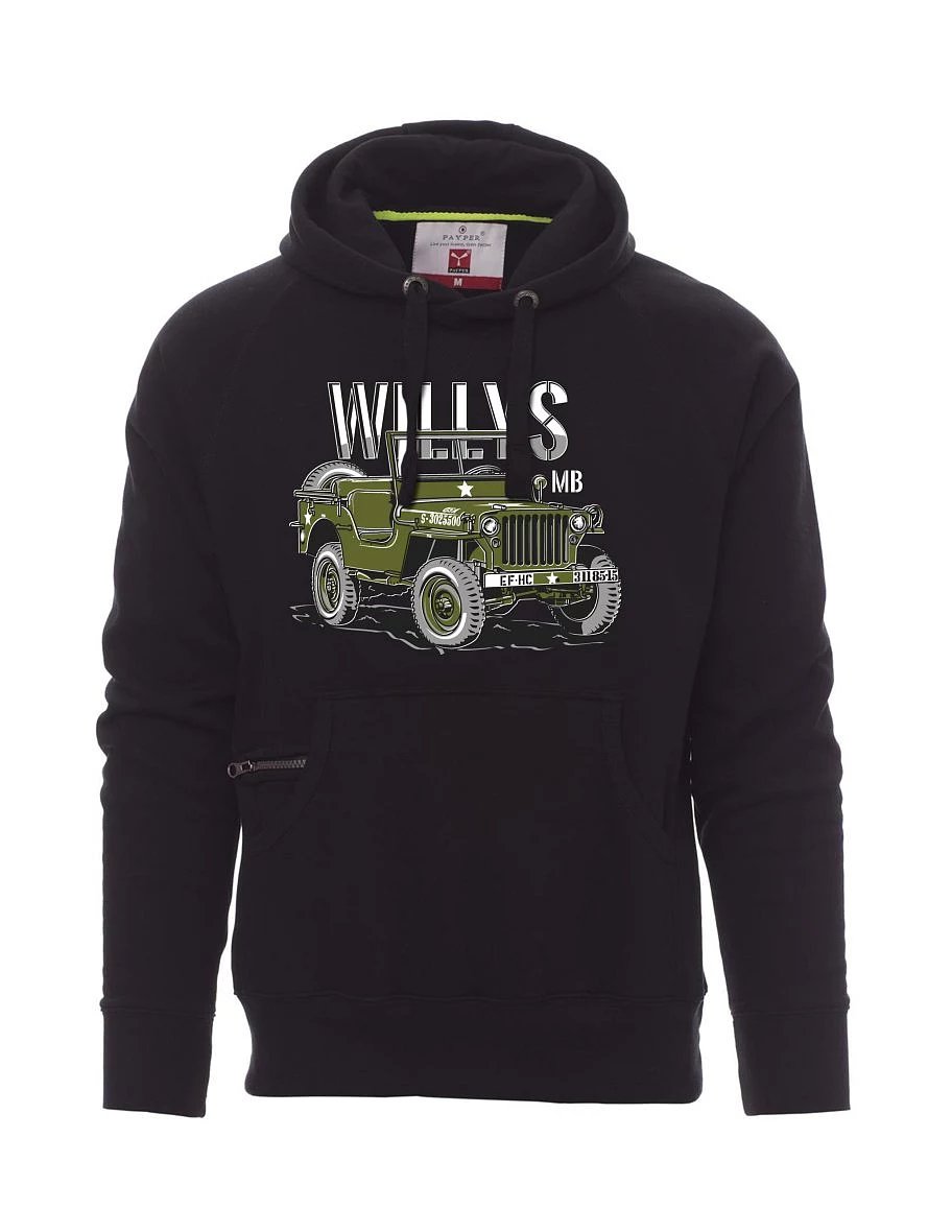 Felpa da uomo nera Willys MB
