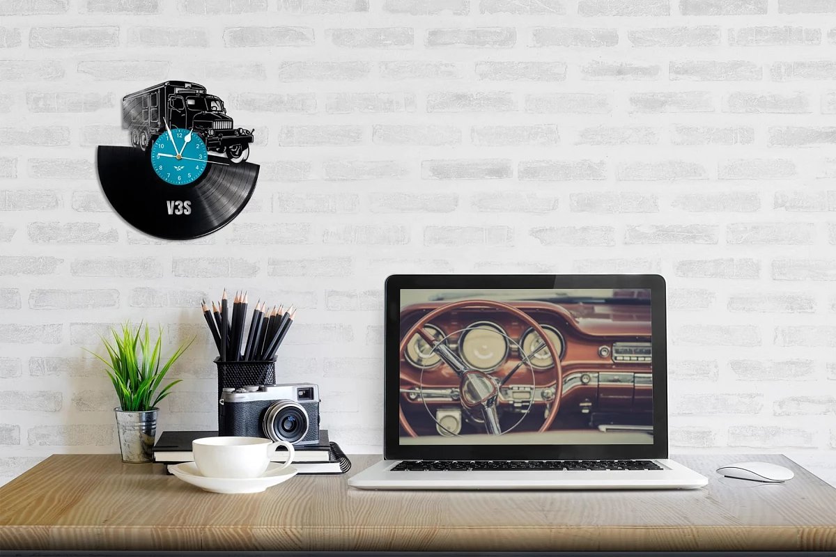 Orologio di disco in vinile con motivo Camion V3S
