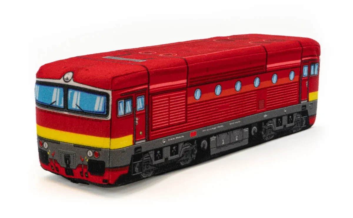 Cuscino in peluche con motivo della Locomotiva 750 - "Occhialuto"