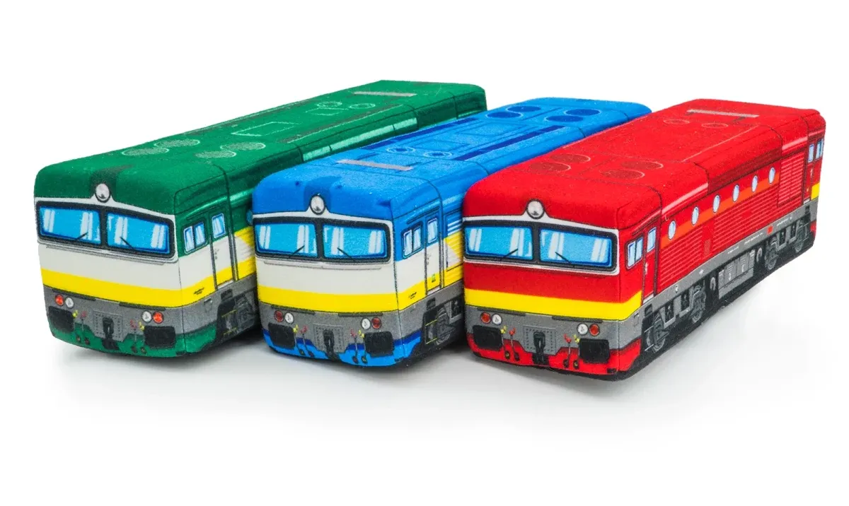 Cuscino in peluche con motivo della Locomotiva 750 - "Occhialuto"