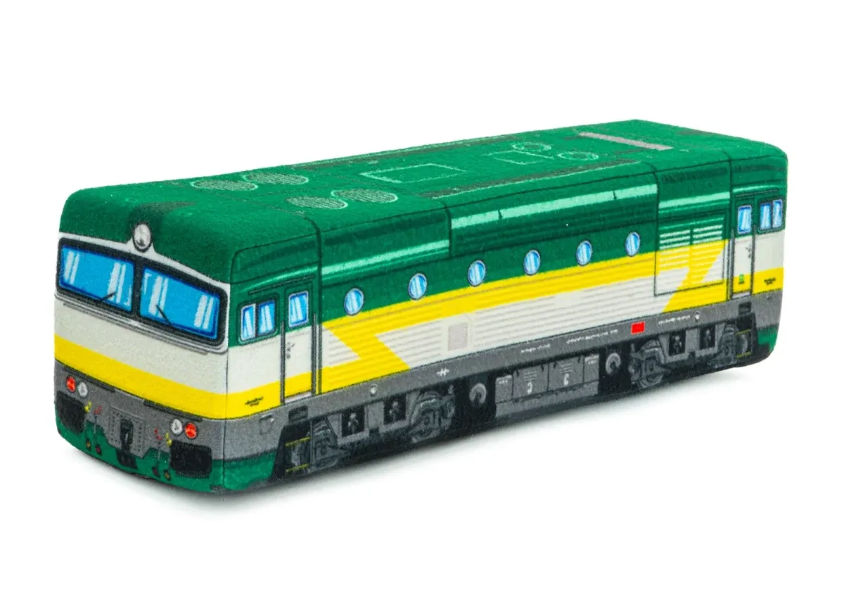 Cuscino in peluche con motivo della Locomotiva 750 - "Occhialuto"