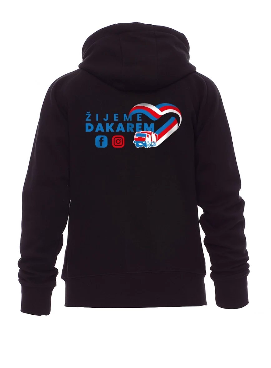 Felpa nera con cappuccio Live Dakar da donna con cappuccio e zip