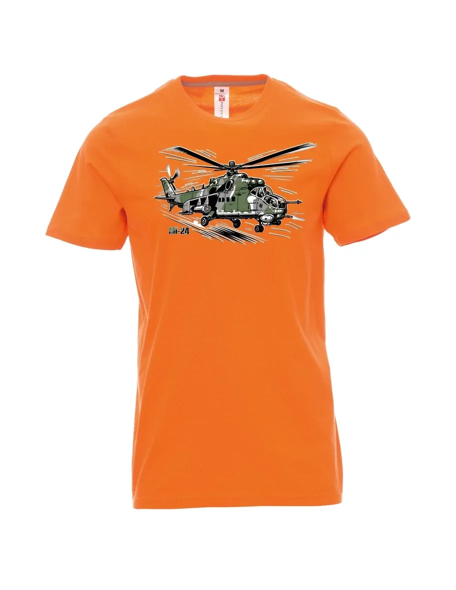 Maglia da uomo arancione Elicottero Mi-24