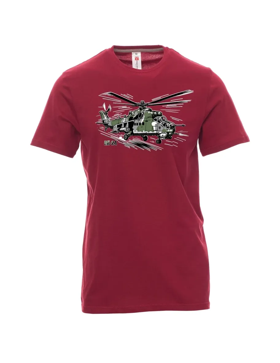 Maglia da uomo rosso scuro Elicottero Mi-24
