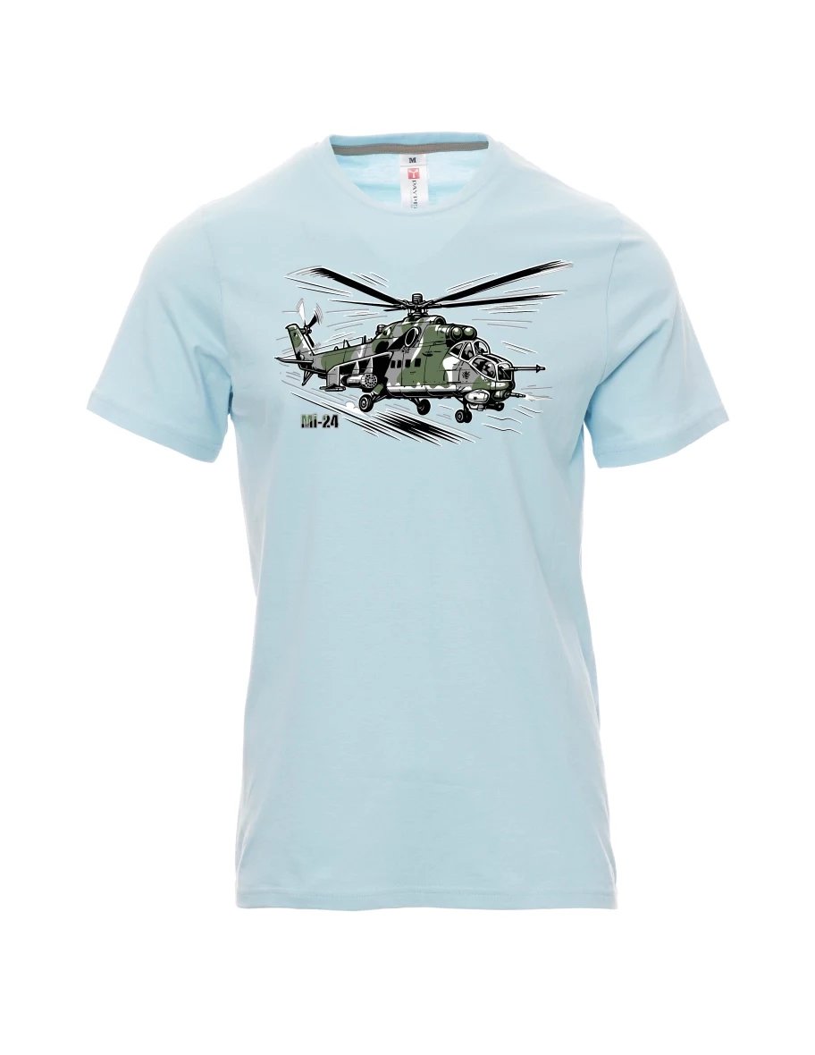 Maglia da uomo blu pallido Elicottero Mi-24