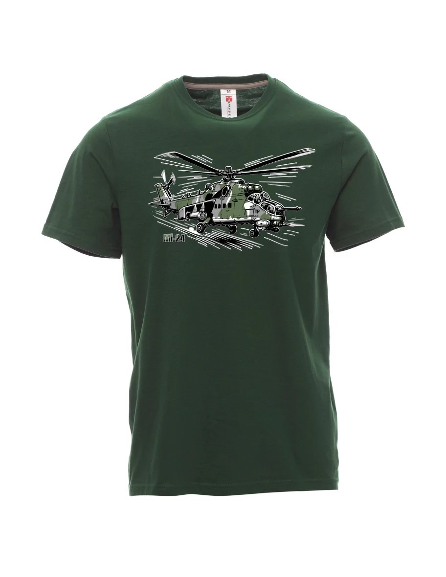 Maglia da uomo verde scuro Elicottero Mi-24