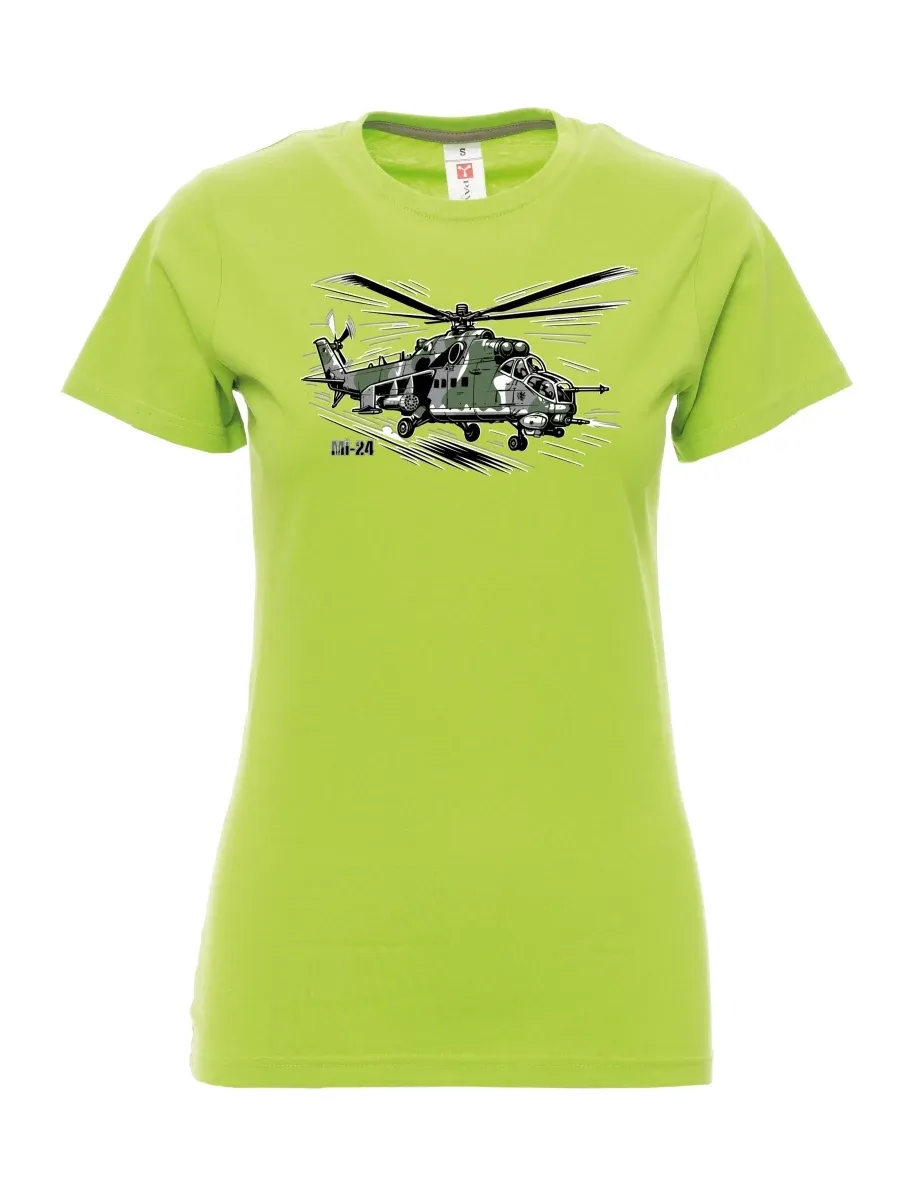 Maglia da donna colore lime Elicottero Mi-24
