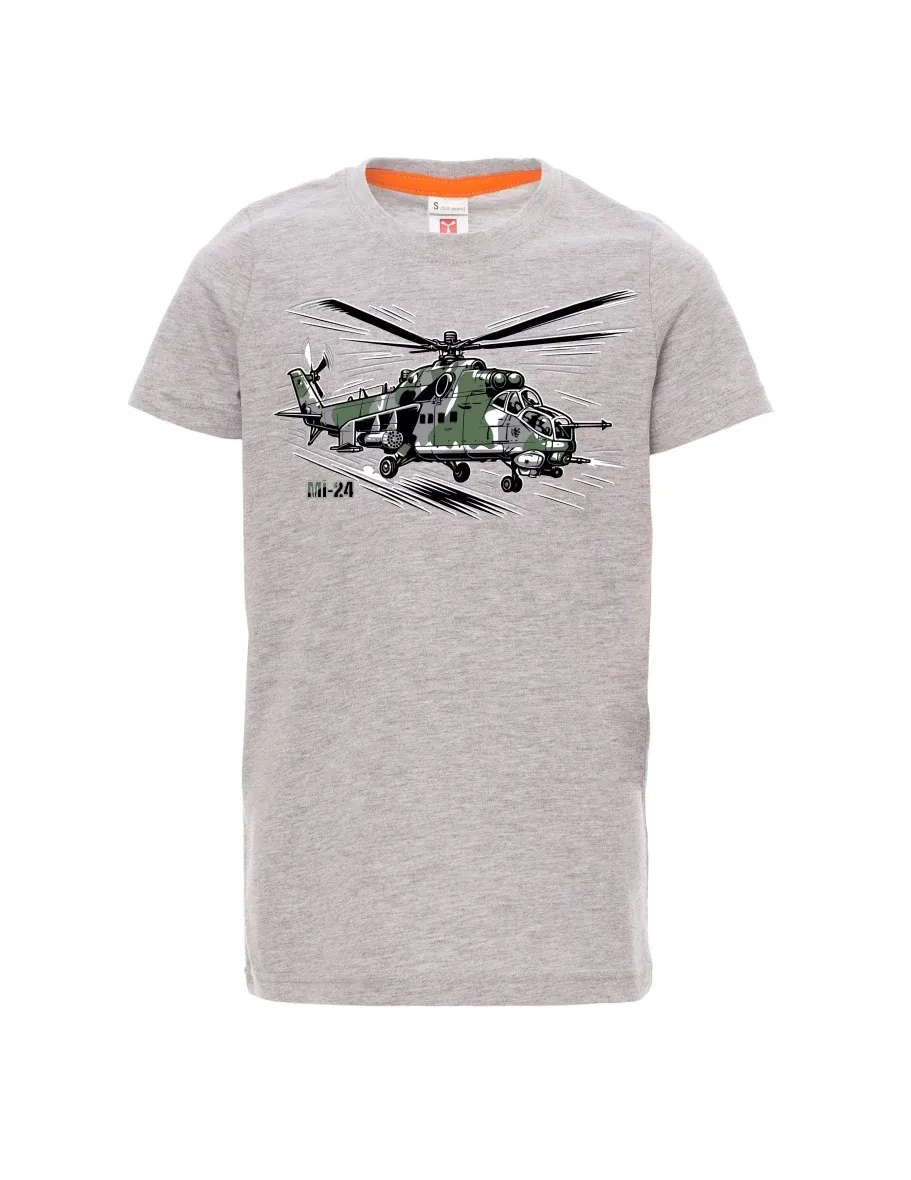 Maglia da bambino grigio melange Elicottero Mi-24