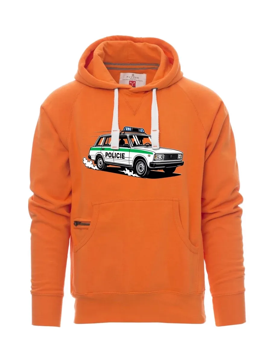 Felpa da uomo arancione Automobile VAZ 2104 POLIZIA