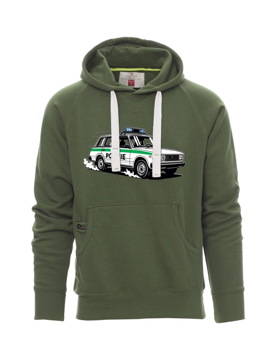 Felpa da uomo verde scuro Automobile VAZ 2104 POLIZIA