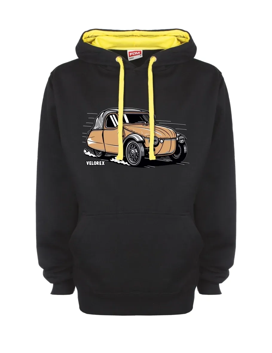 Felpa giallo-nera con Automobile Velorex