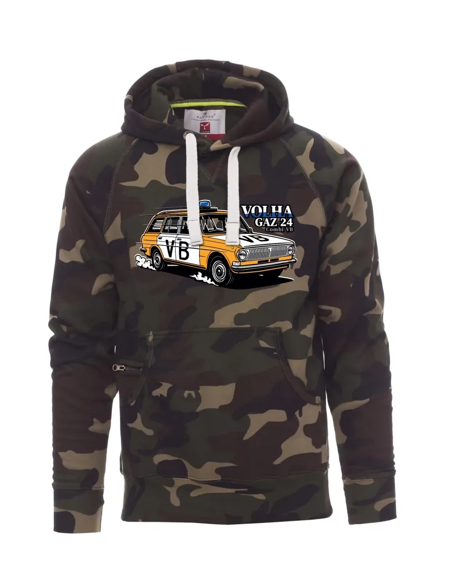 Felpa da uomo camuffare Automobile Volga GAZ 24 VB