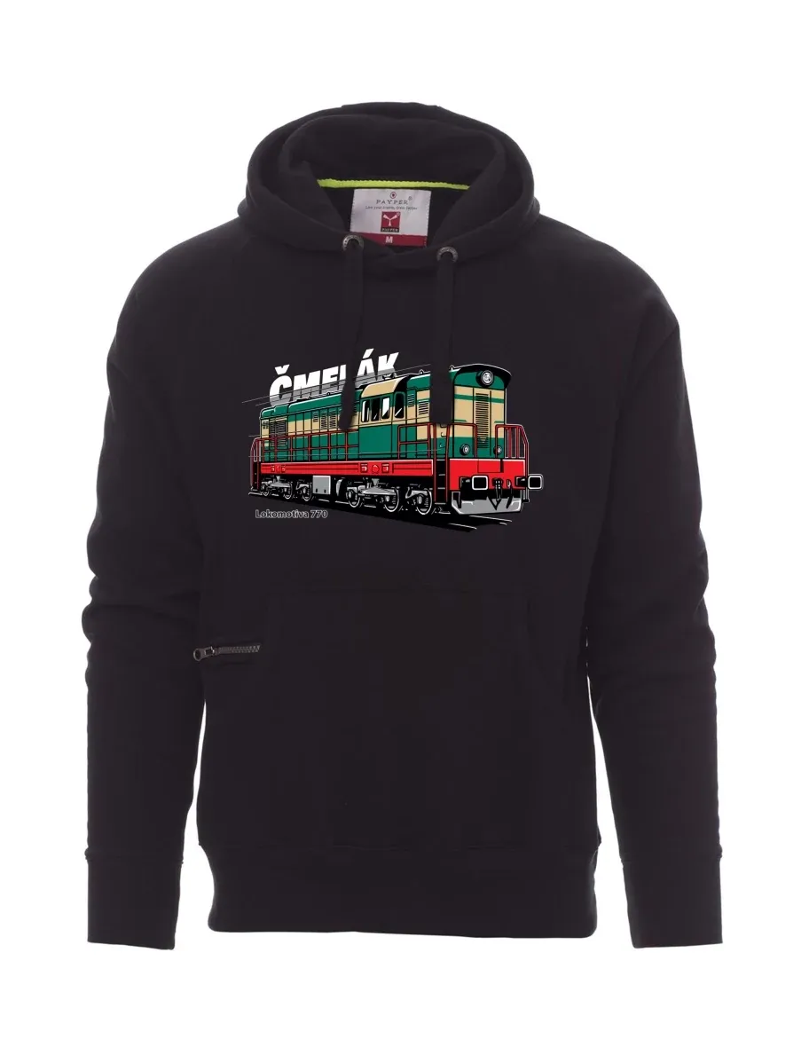 Felpa da uomo nera Locomotiva 770 “Čmelák”