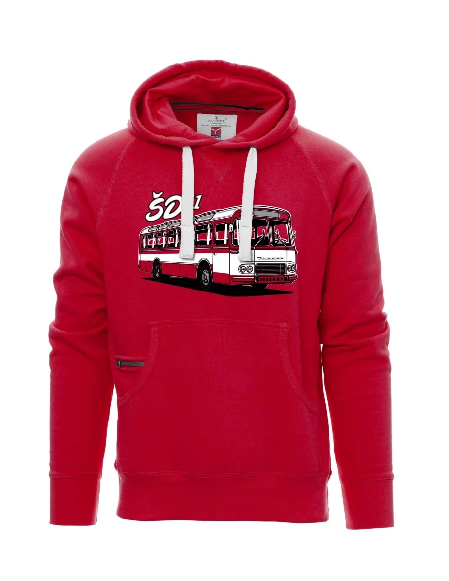 Felpa da uomo rossa Autobus ŠD 11