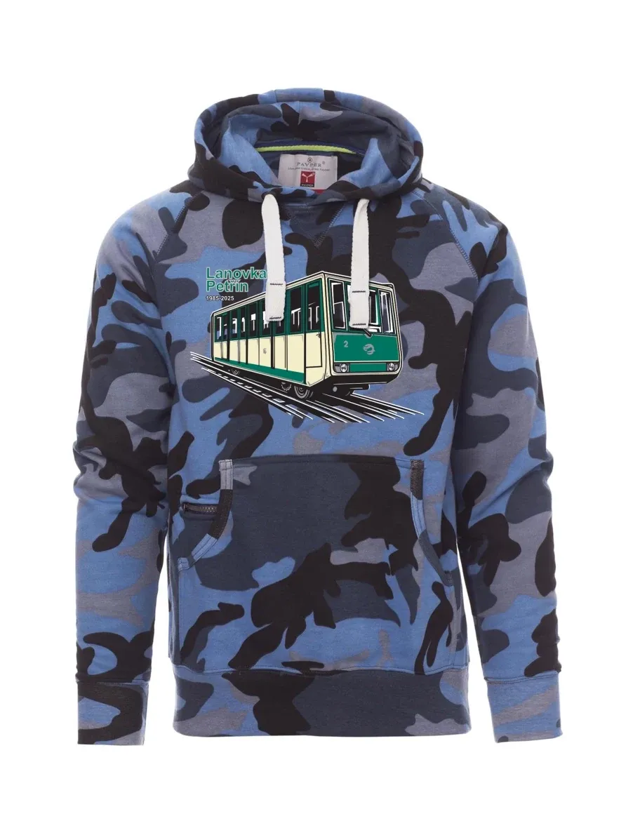 Felpa da uomo camuffare blu Funicolare Petřín