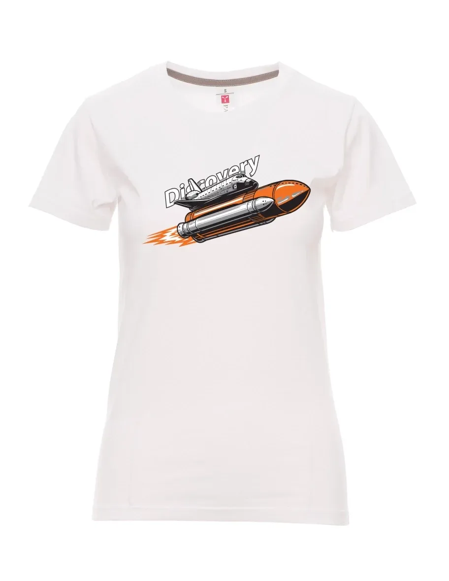 Maglia da donna bianca Space Shuttle Discovery
