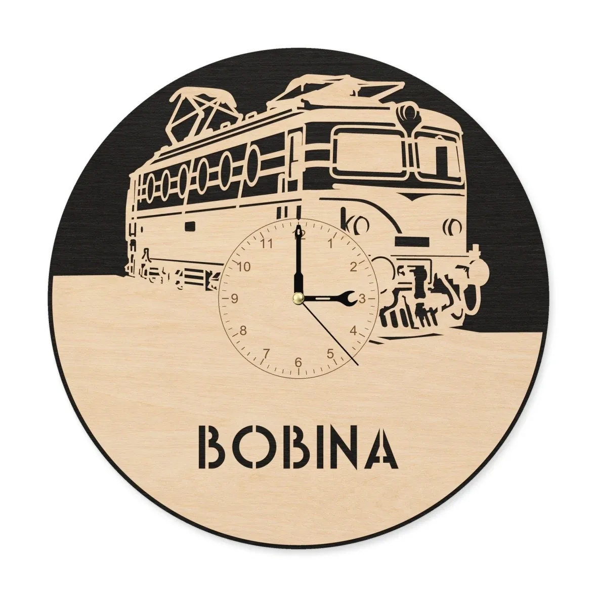 Orologio da parete in legno con locomotiva 140 «Bobina»
