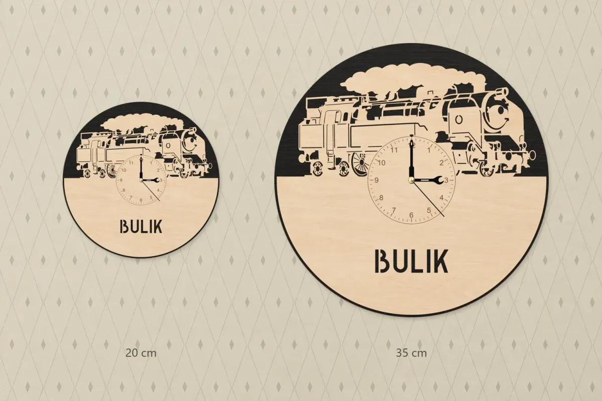 Orologio da parete in legno – Locomotiva a vapore 464 «Bulik»