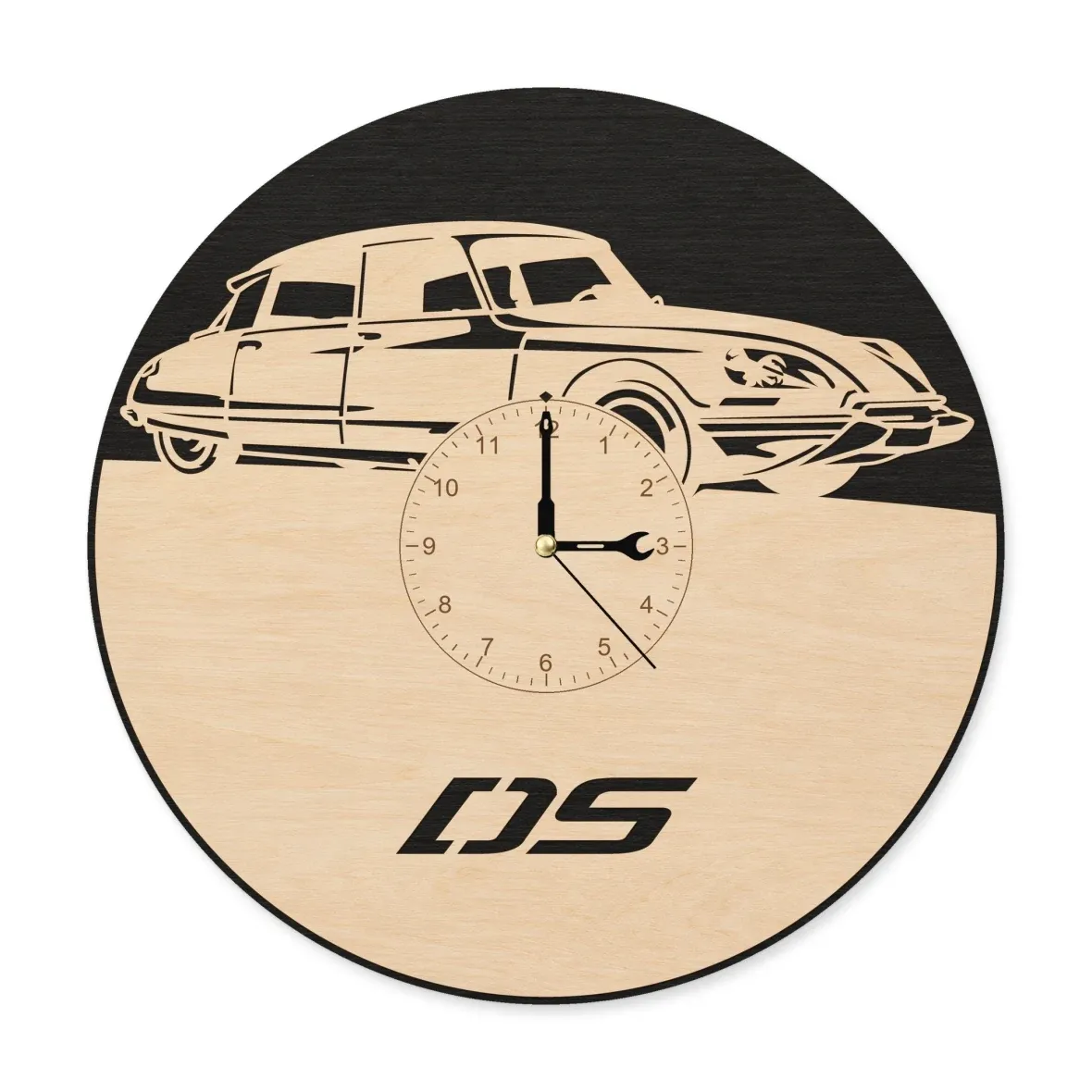 Orologio da parete in legno – Auto d'epoca francese DS