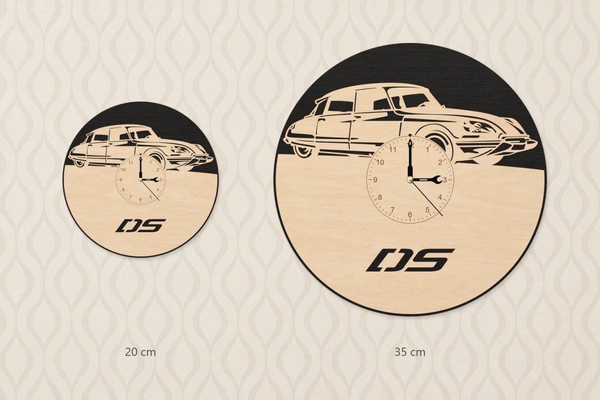 Orologio da parete in legno – Auto d'epoca francese DS