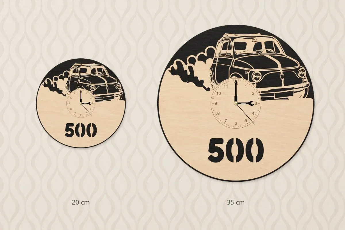 Orologio da parete in legno – Auto d'epoca italiana 500