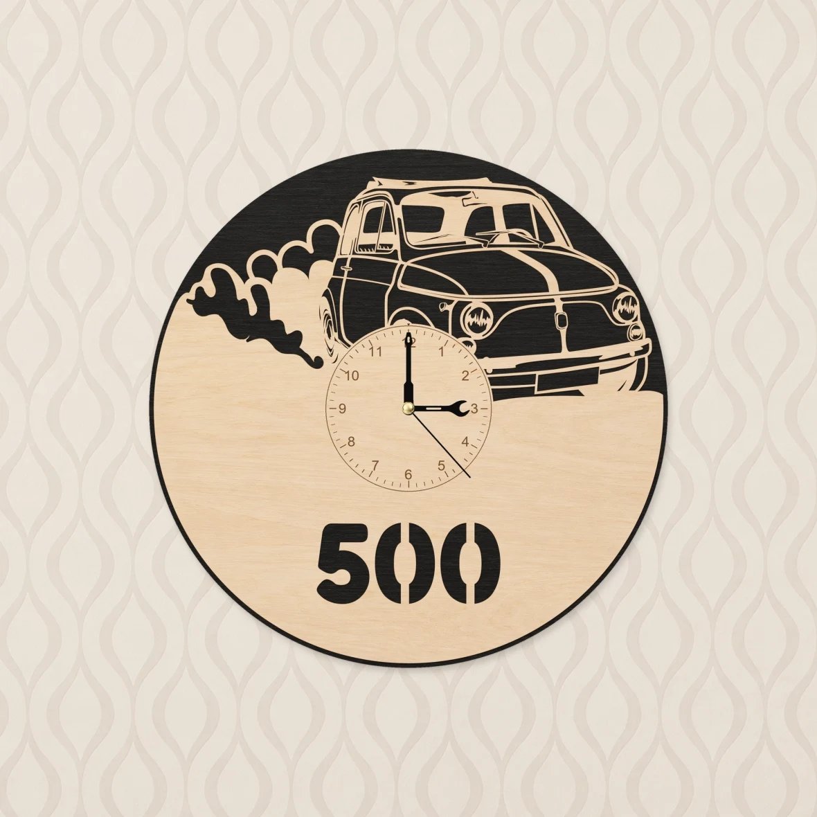 Orologio da parete in legno – Auto d'epoca italiana 500