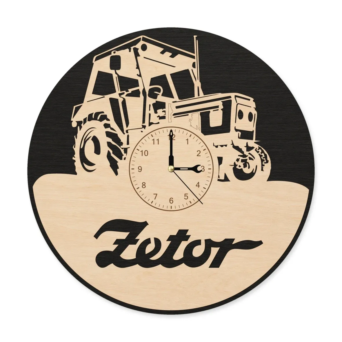 Orologio da parete in legno – Trattore con cabina