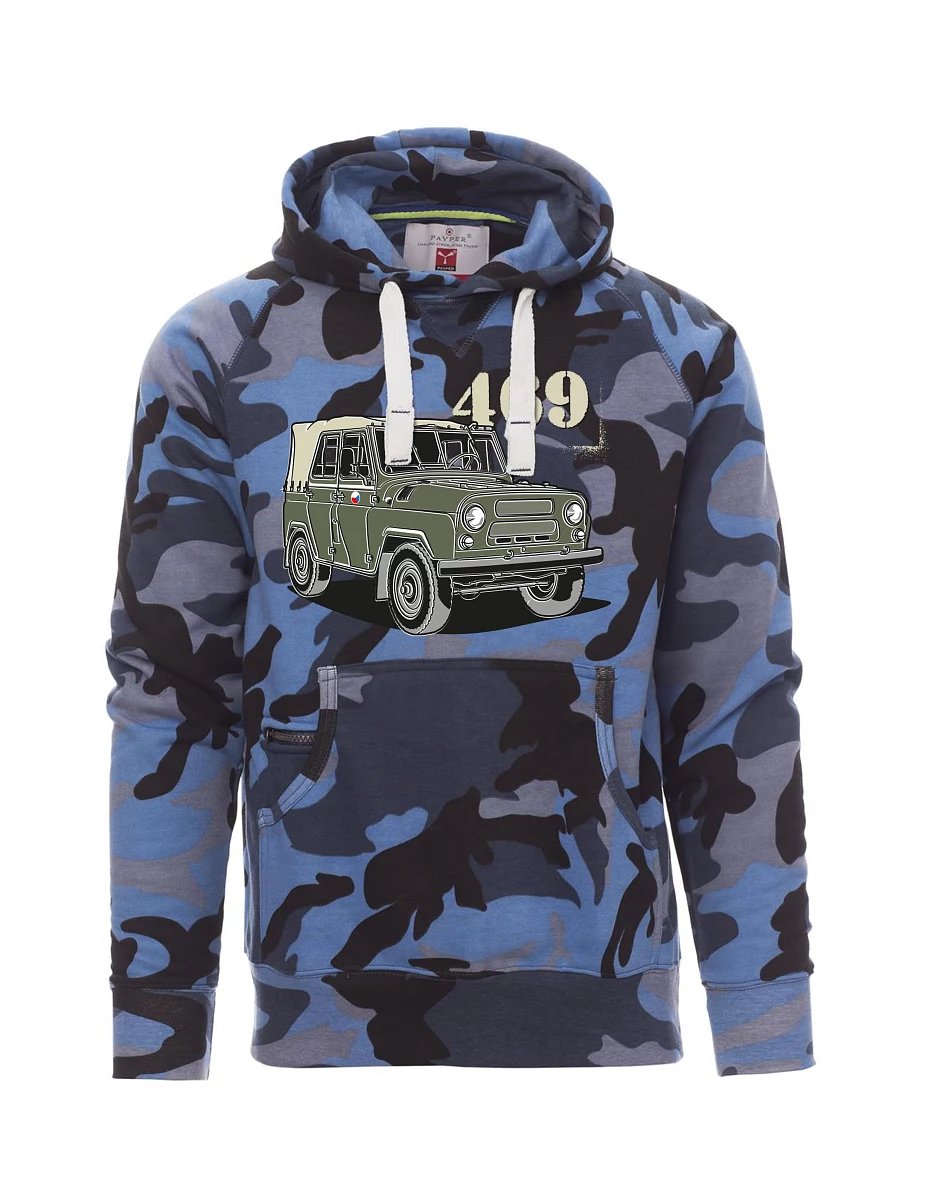 Felpa da uomo camuffare blu  UAZ 469 Bandiera ceca