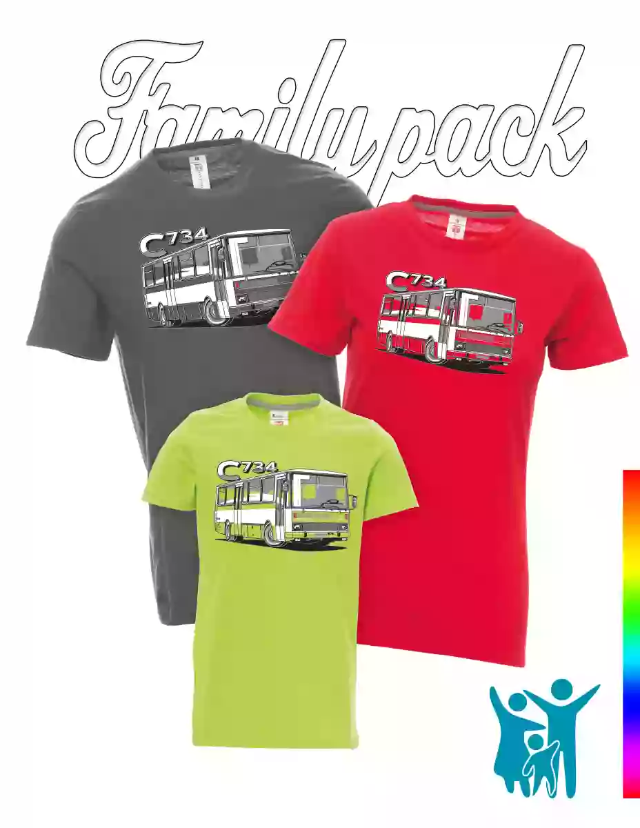 Set familiare di maglie con autobus C734