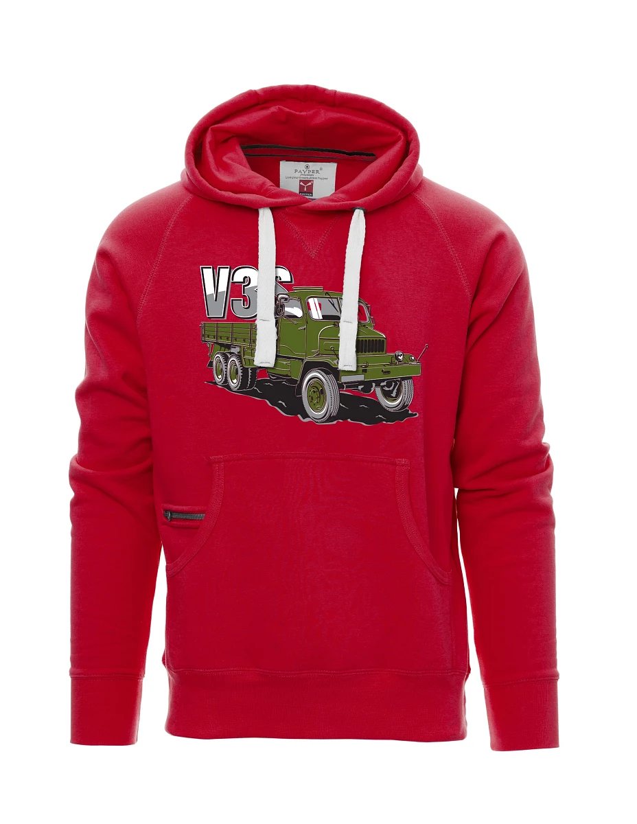 Felpa da uomo rossa Camion V3S Camion con pianale