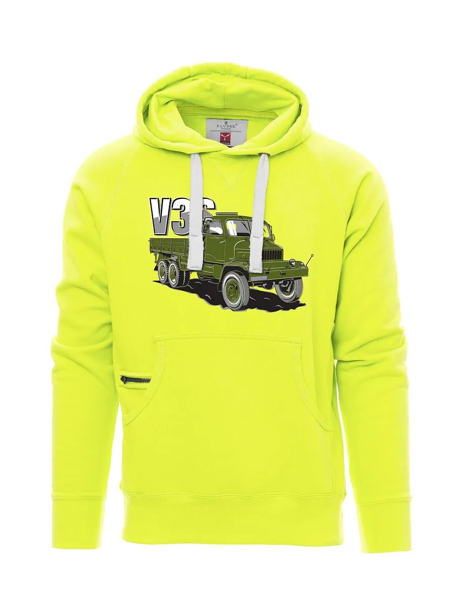Felpa da uomo fluorescente Camion V3S Camion con pianale