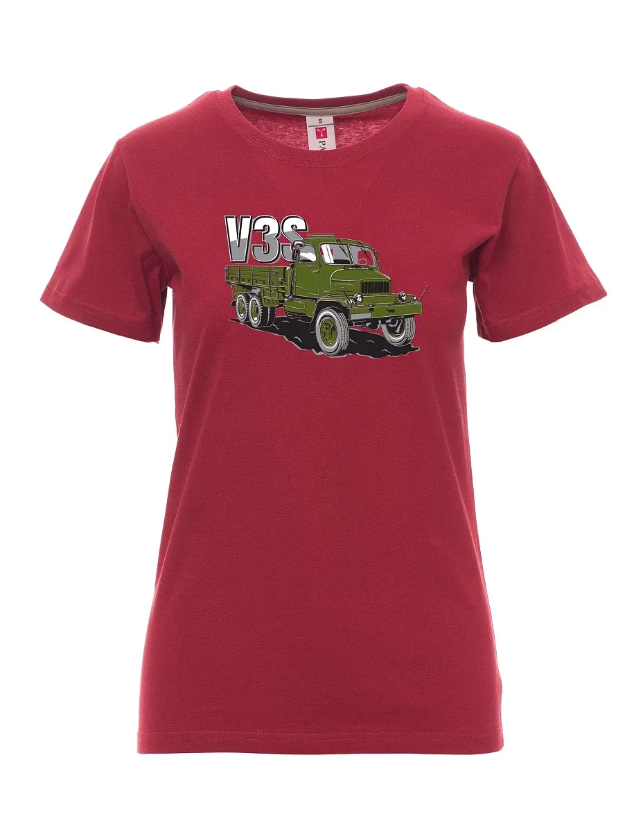 Maglia da donna colore bordeaux Camion V3S Camion con pianale