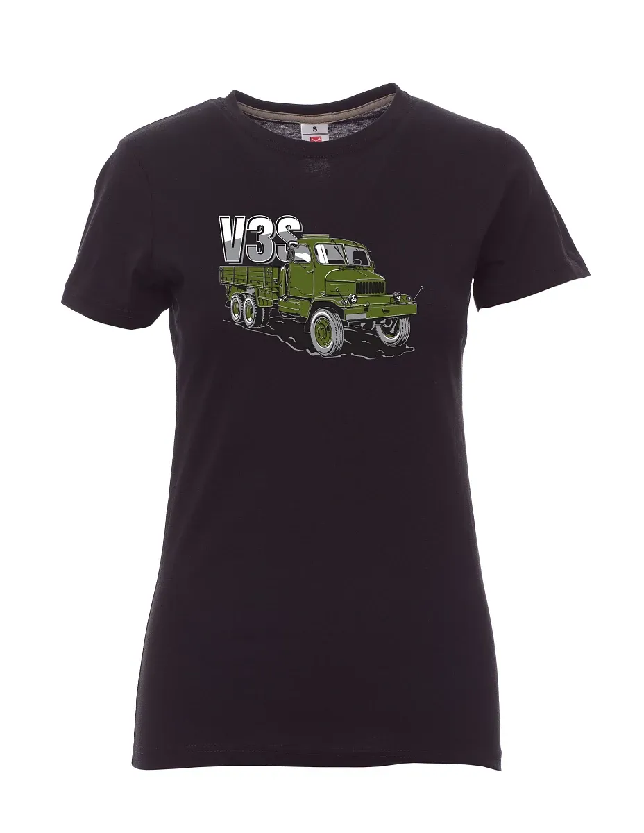 Maglia da donna nera Camion V3S Camion con pianale