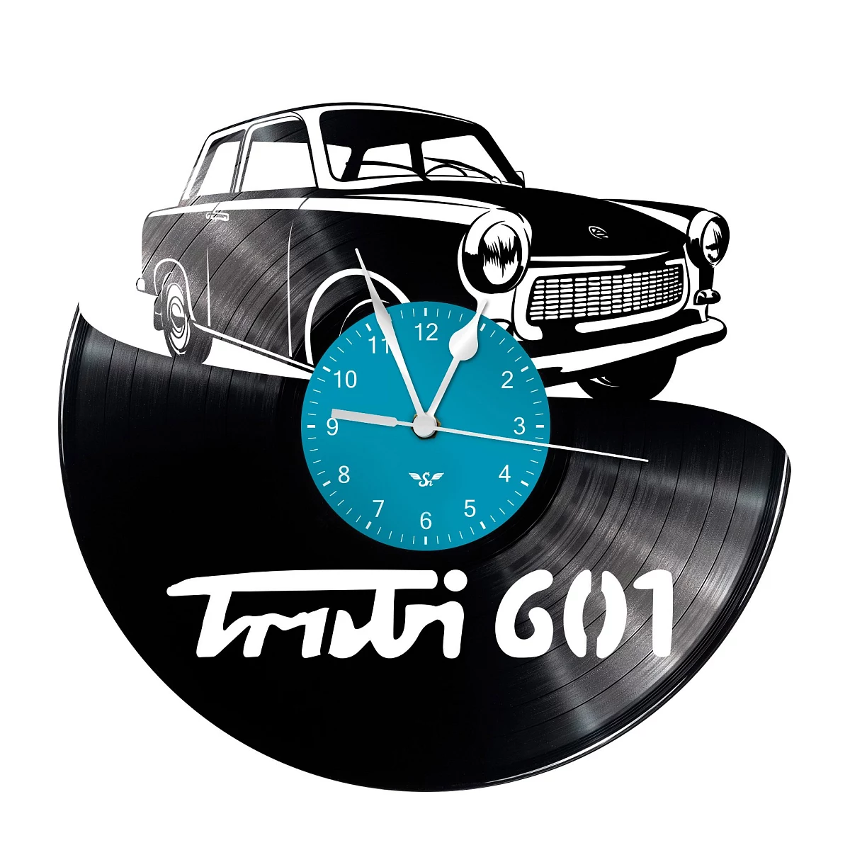 Orologio di disco in vinile con motivo Trabi 601