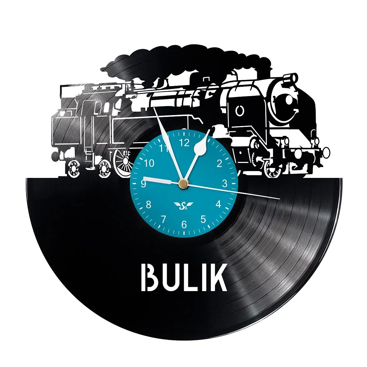 Orologio di disco in vinile con motivo Locomotiva 464