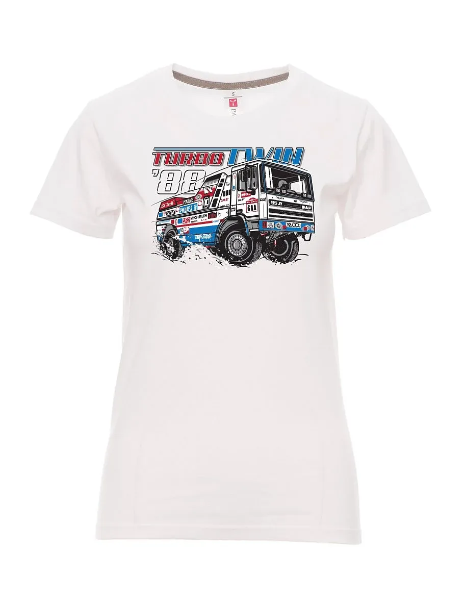 Maglia da donna bianca TurboTwin da Dakar 1988