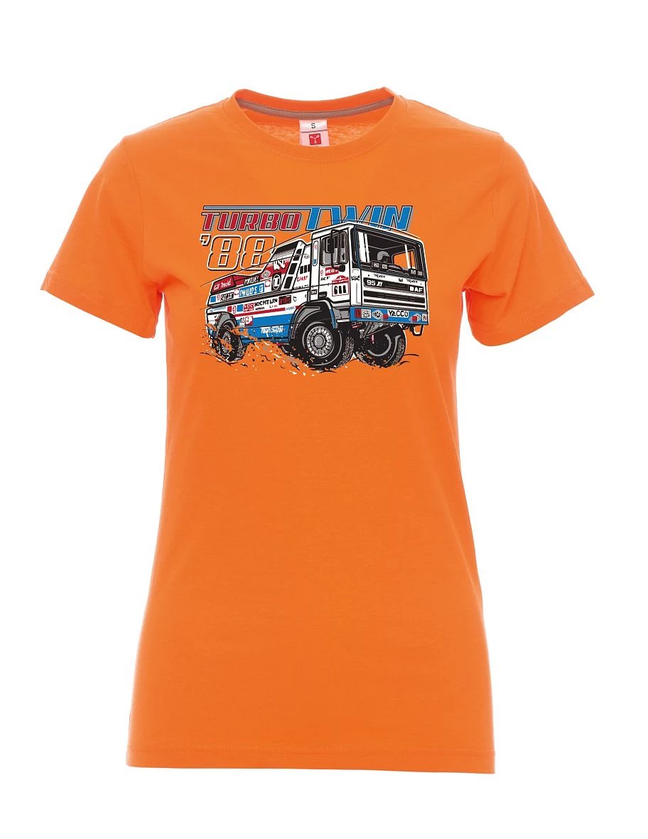 Maglia da donna arancione TurboTwin da Dakar 1988