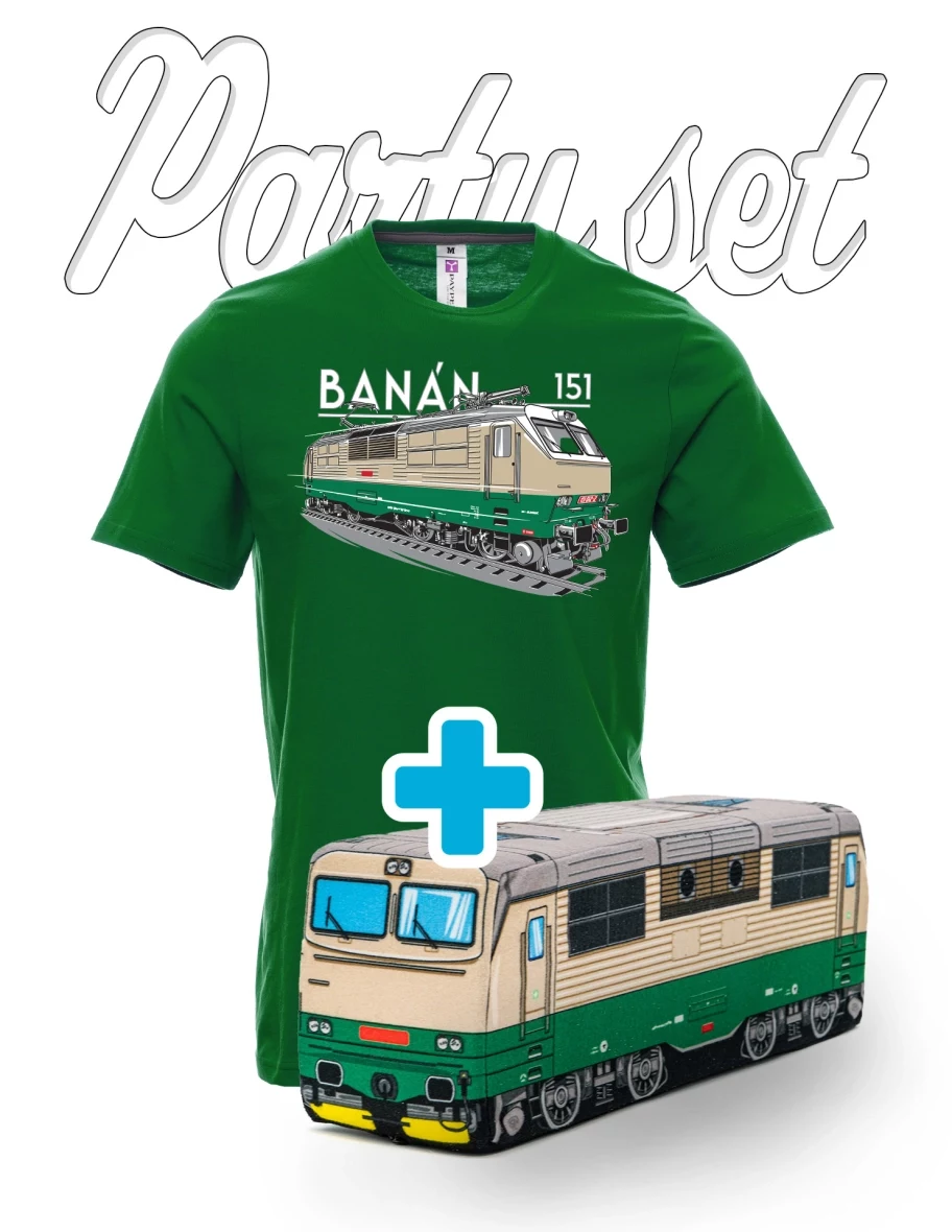 T-shirt da festa con un peluche sui motivi locomotiva elettrica 151 "Banana"