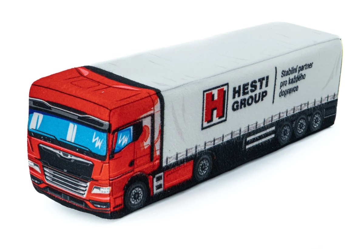 Cuscino in peluche con motivo della camion TGX + logo personalizzato
