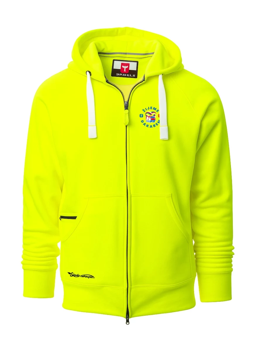 Felpa con cappuccio da uomo fluorescente Live Dakar con cappuccio e zip