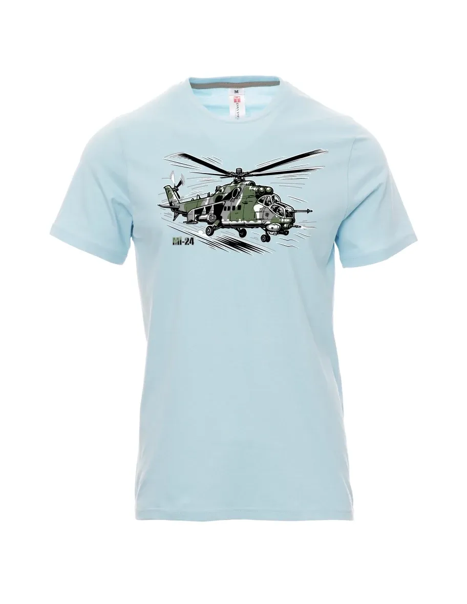 Maglia da uomo blu pallido Elicottero Mi-24