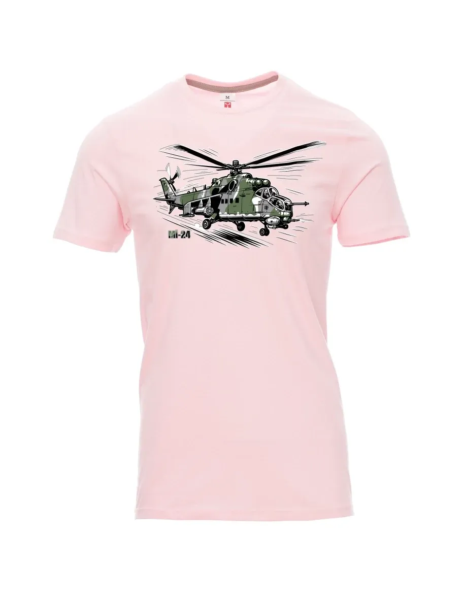 Maglia da uomo rosa chiaro Elicottero Mi-24