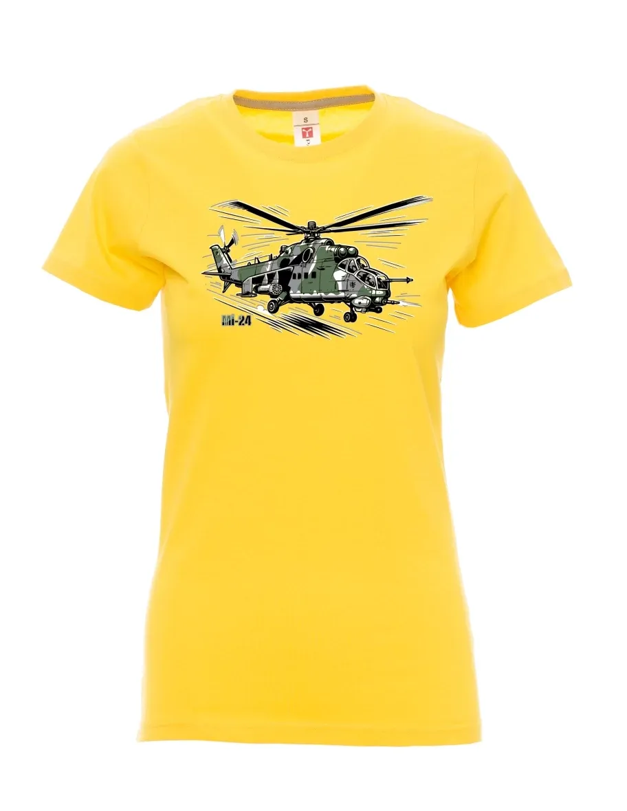 Maglia da donna gialla Elicottero Mi-24