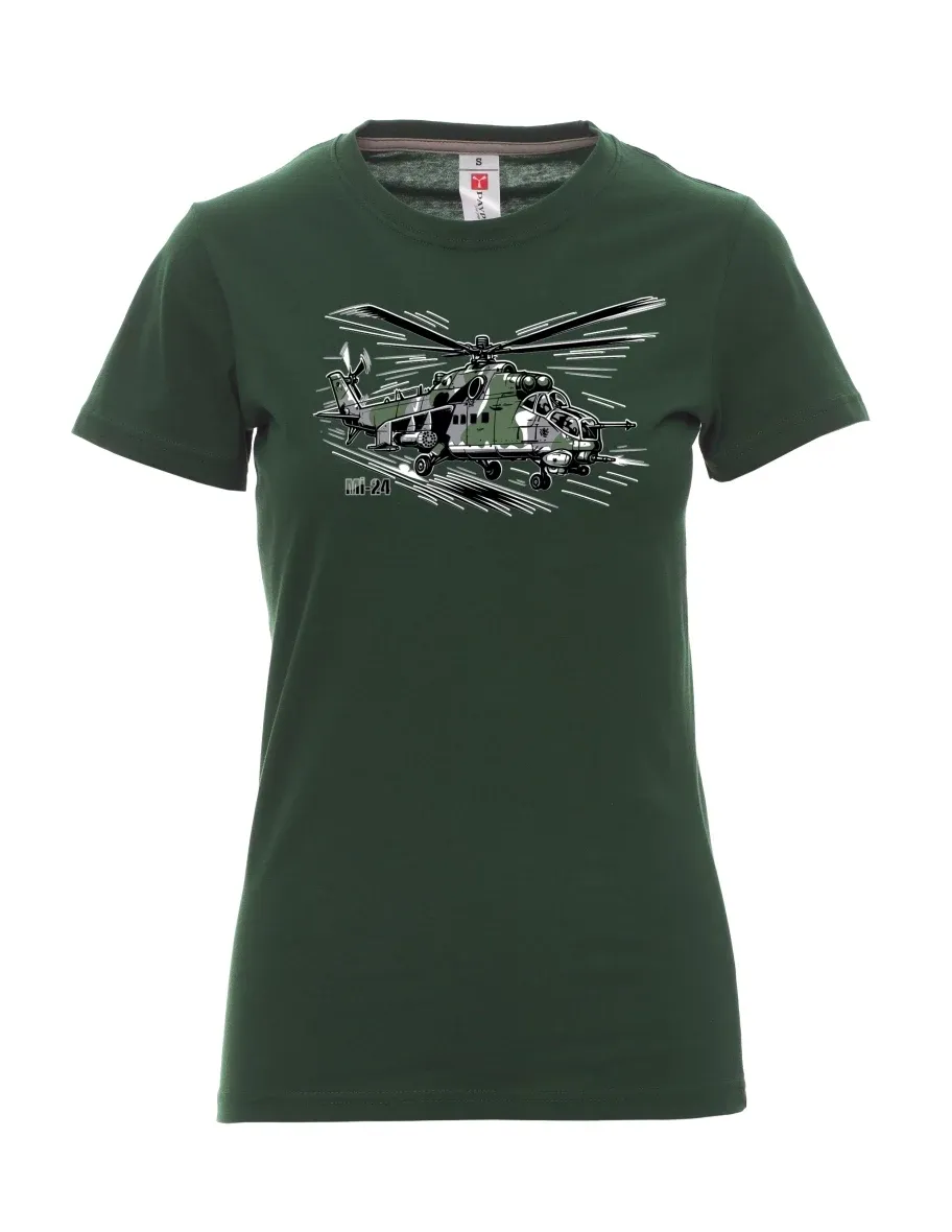 Maglia da donna verde scuro Elicottero Mi-24